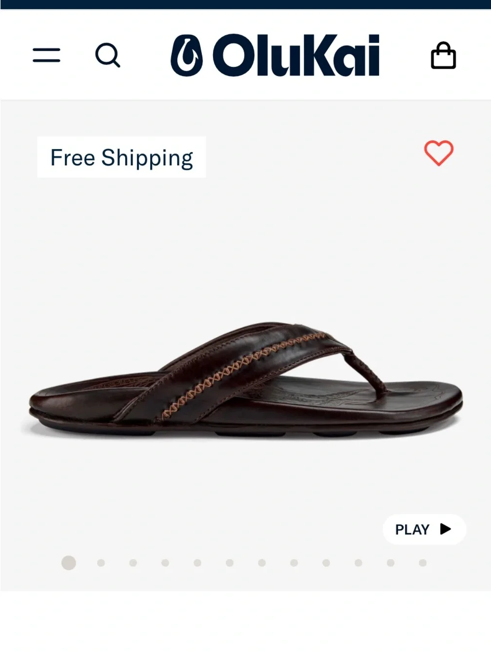 OluKai Men's Dark Brown Leather Flip-Flops with Contrast Stitching size 12 - Picture 8 of 8